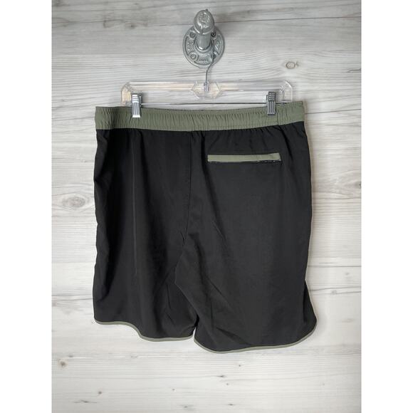 VTRYA Shorts Mens Large Black Green Athletic Drawstring Zip Pockets Stretch - Picture 6 of 10